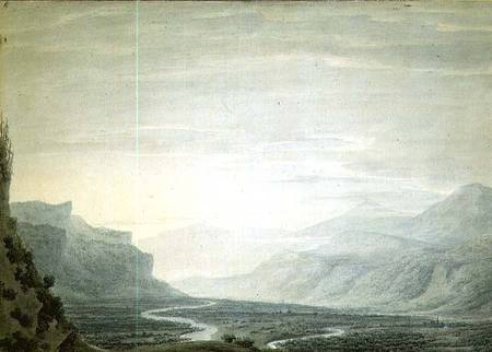 Valley with winding streams, lower part of Oberhasli from the South East a John Robert Cozens