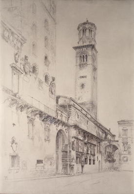Piazza dei Signori, Verona (pencil & w/c on paper) a John Ruskin