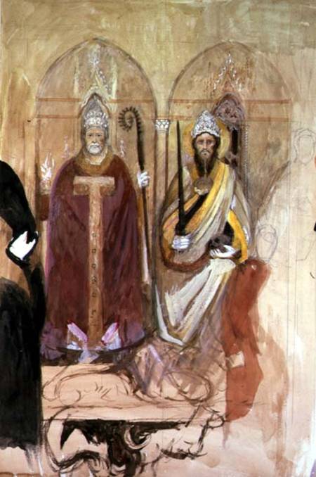 The Pope and the Emperor, fresco in the Spanish Chapel, Santa Maria Novella, Florence  on a John Ruskin