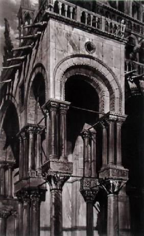 St. Mark's, Southern Portico, from 'Examples of the Architecture of Venice', by John Ruskin, aquatin