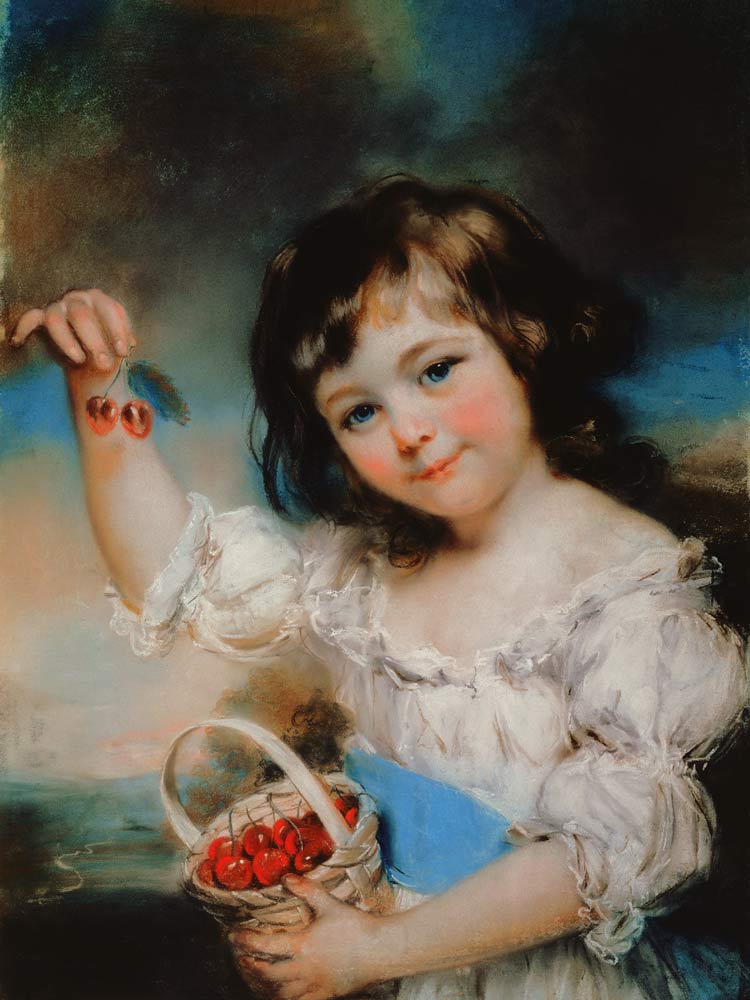 Little Girl with Cherries a John Russell