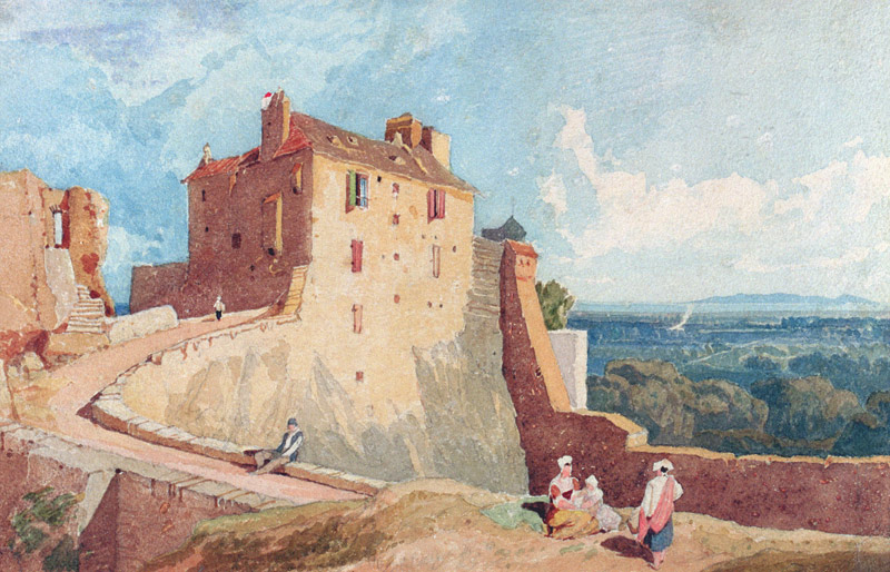 Figures on the Ramparts at Domfront a John Sell Cotman