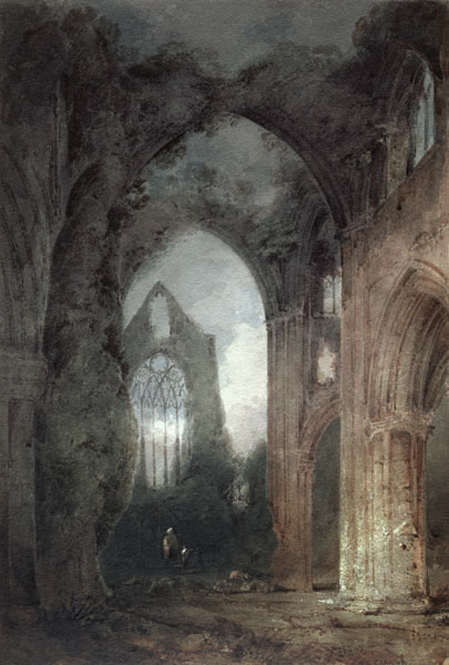 Tintern Abbey by Moonlight (pen & brown ink and w/c on paper) a John Sell Cotman