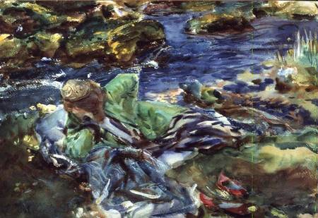 Turkish Woman by a Stream a John Singer Sargent