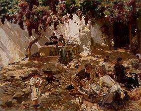 Laundry grooves in a shady court a John Singer Sargent