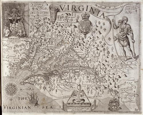 Map of Virginia, discovered and described by Captain John Smith, 1606, engraved by William Hole (fl. a John Smith