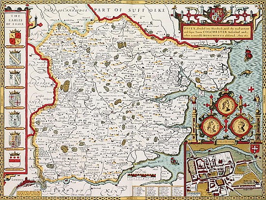 Essex; engraved by Jodocus Hondius (1563-1612) from John Speed''s Theatre of the Empire of Great Bri a John Speed