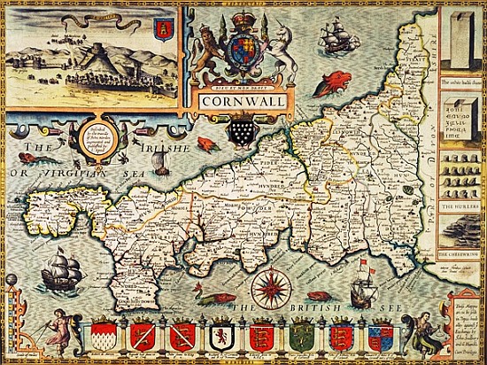 Map of Cornwall from the ''Theatre of the Empire of Great Britain'', pub. in London George Humble, 1 a John Speed