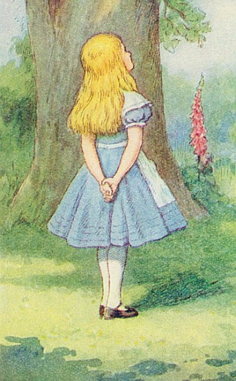 Alice and the Cheshire Cat, illustration from ''Alice in Wonderland'' Lewis Carroll (1832-9)  (detai a John Tenniel