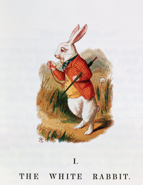 The White Rabbit, illustration from 'Alice in Wonderland' by Lewis Carroll (1832-98) adapted by Emil a John Tenniel