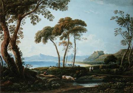 Landscape with Harlech Castle a John Varley