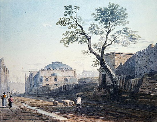 Scotch Church and the remains of London Wall a John Varley