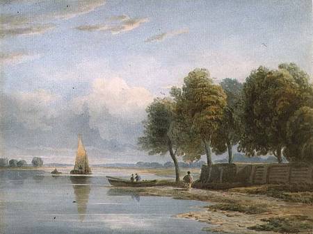 A View of the Thames at Millbank a John Varley