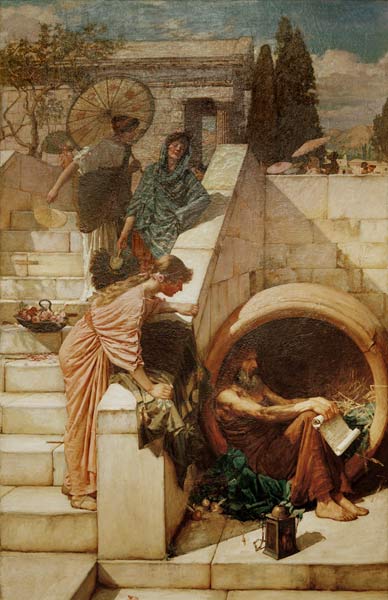 Diogenes / Painting by J.W.Waterhouse a John William Waterhouse