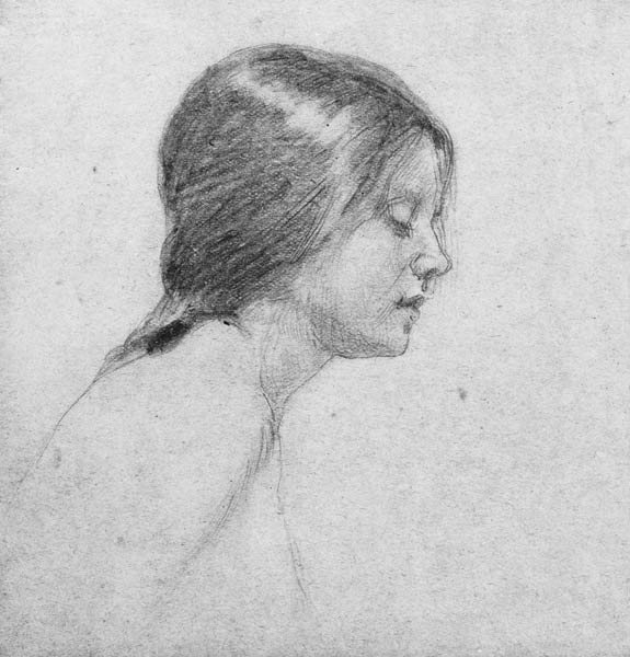 A Study for 'Echo and Narcissus' (pencil on paper) a John William Waterhouse