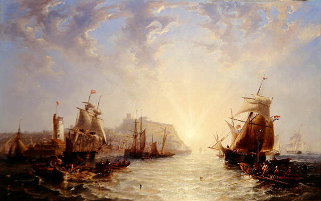 Shipping off Scarborough, 1845 (oil on canvas) a John Wilson Carmichael