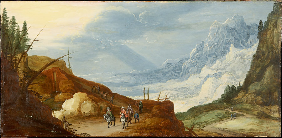 Mountain Landscape with Travelers a Joos de Momper d. J.