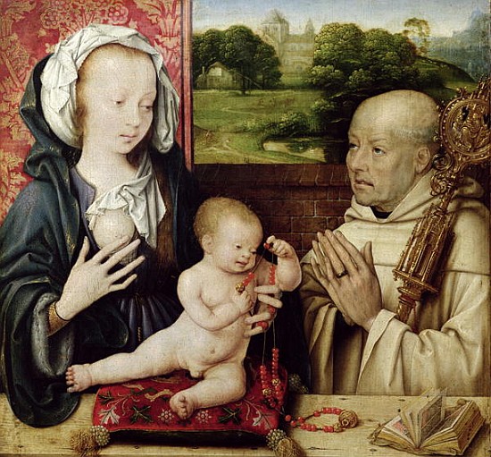 The Virgin and child worshipped by St.Bernard(detail of 15955) a Joos van Cleve