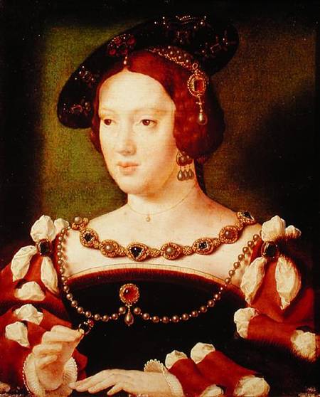 Portrait of Eleanor of Hapsbourg (1498-1558) a Joos van Cleve (eigentl. van der Breke)