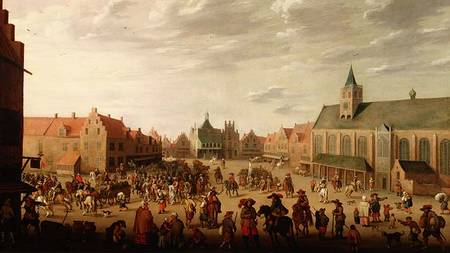 A military procession in the town square of Amersfoort a Joost Cornelisz Droochsloot