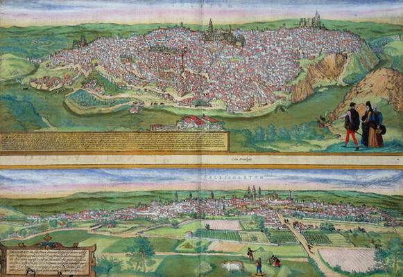 Map of Toledo and Valladolid, from 'Civitates Orbis Terrarum' by Georg Braun (1541-1622) and Frans H a Joris Hoefnagel