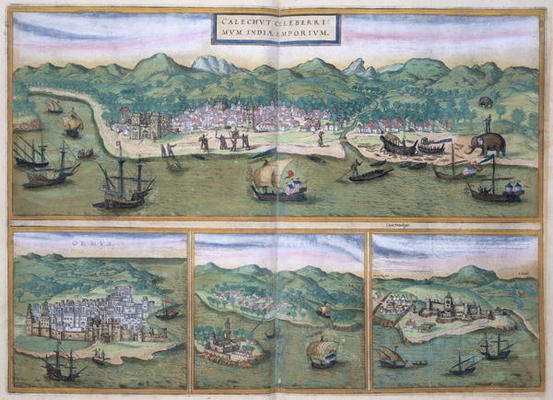 Map of Calcutta, from 'Civitates Orbis Terrarum' by Georg Braun (1541-1622) and Frans Hogenberg (153 a Joris Hoefnagel