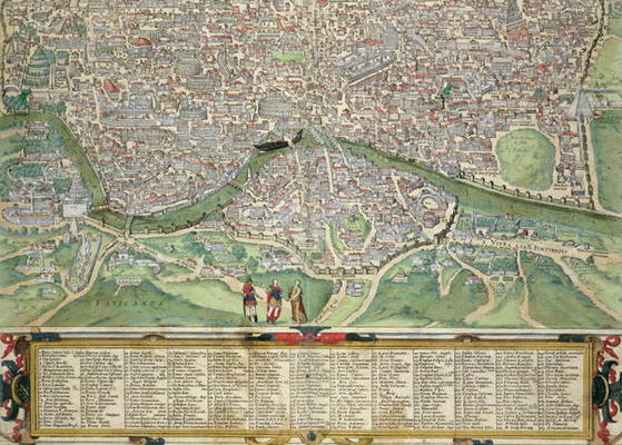 Map of Rome, from 'Civitates Orbis Terrarum' by Georg Braun (1541-1622) and Frans Hogenberg (1535-90 a Joris Hoefnagel