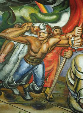Procession of workers and miners, from the cycle, The Mexican people call for social security