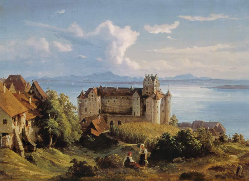 Look at Lake Constance and the Swiss mountains over the castle Meersburg a Josef Moosbrugger