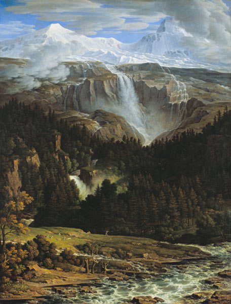 Schmadribachfall in the pure fountain valley a Joseph Anton Koch