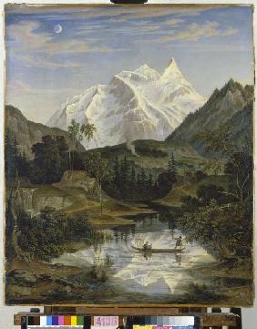 Mountains landscape with sea