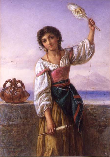Young Girl with a Distaff a Joseph Bouvier