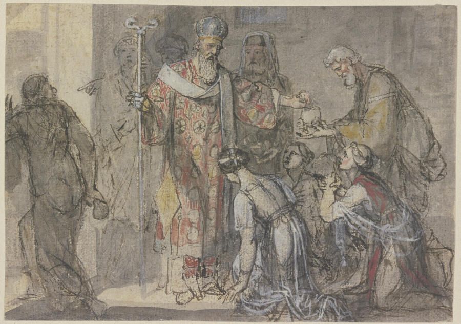 Der Heilige Nikolaus von Myra verteilt Geschenke a Joseph Fratrel
