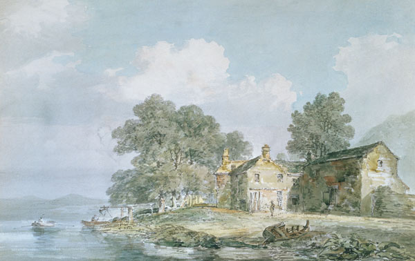 Ein Farmhaus an einem See im Lake District a William Turner
