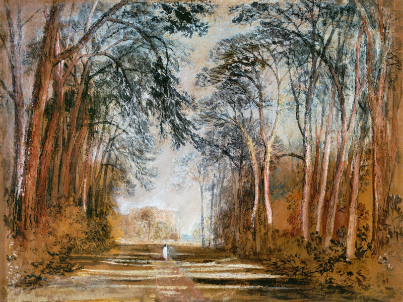 Farnley Avenue, Farnley Hall, Yorkshire (pencil, chalk, watercolour, gouache & water) a William Turner