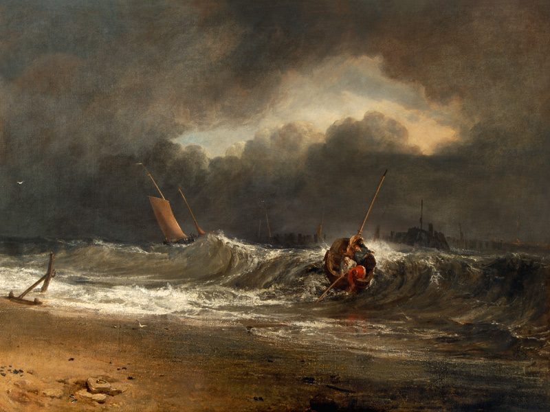 Fishermen upon a lee-shore in squally weather a William Turner