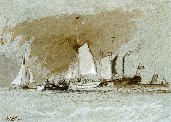 Fishing Boats at Sea, boarding a Steamer off the Isle of Wight a William Turner