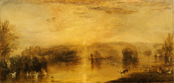 The Lake, Petworth: Sunset, a Stag Drinking a William Turner