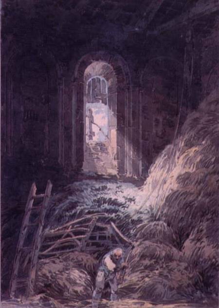 A Barn, Interior of the Ruined Refectory of St. Martin's Priory, Dover a William Turner