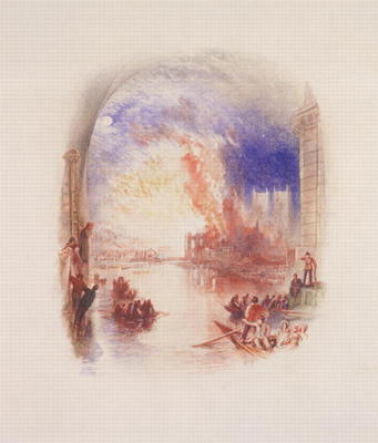 The Burning of the Houses of Parliament (w/c on paper) a William Turner