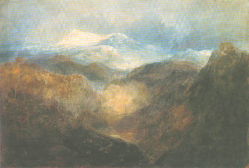 Welshman mountains with an army on the march a William Turner