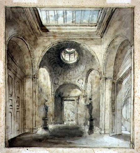 The anteroom of Sir Francis Chantrey's sculpture gallery in 30 Belgrave Place designed by Sir John S a Joseph Michael Gandy