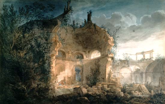 Sir John Soane's Rotunda of the Bank of England in Ruins (w/c heightened with white on paper) a Joseph Michael Gandy