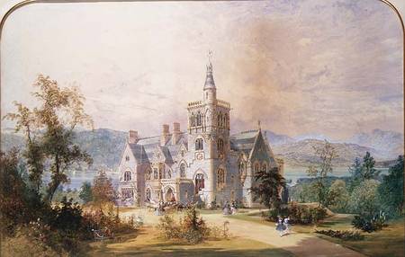 A Scottish baronial mansion (w/c and gouache) a Joseph Nash
