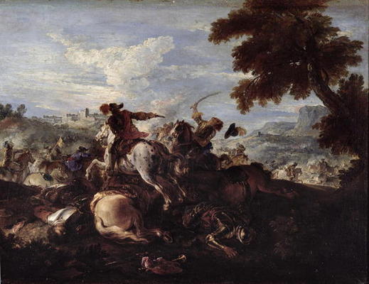 Cavaliers in Battle (oil on canvas) a Joseph Parrocel