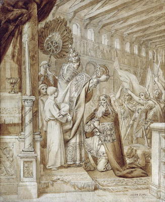 Coronation of Charlemagne (742-814) (pen & ink on canvas) a Joseph Paul Blanc