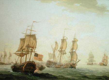 Naval Engagement between a British East Indiaman and a French Warship a Joseph Roux