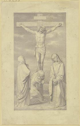 Christus am Kreuz, mit Maria, Johannes und Maria Magdalena