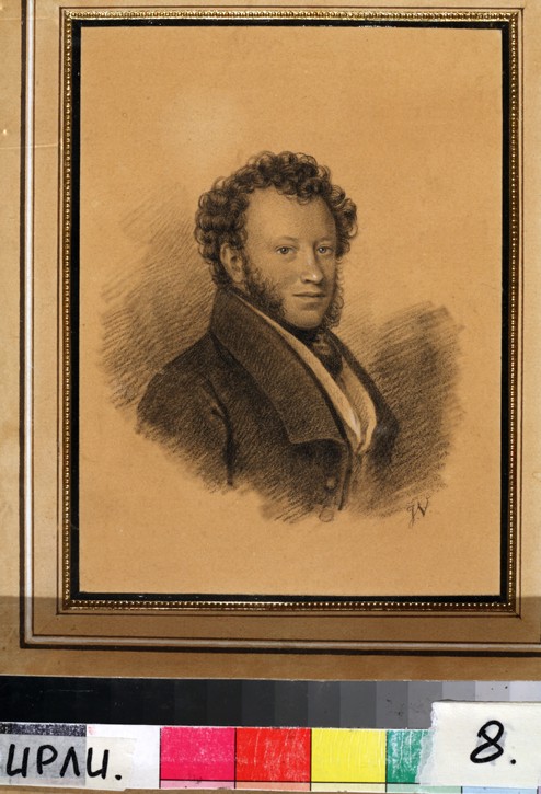 Portrait of the author Alexander S. Pushkin (1799-1837) a Joseph Vivien