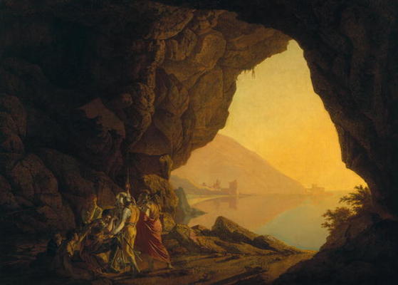A Grotto in the Kingdom of Naples, with Banditti, exh. 1778 a Joseph Wright of Derby